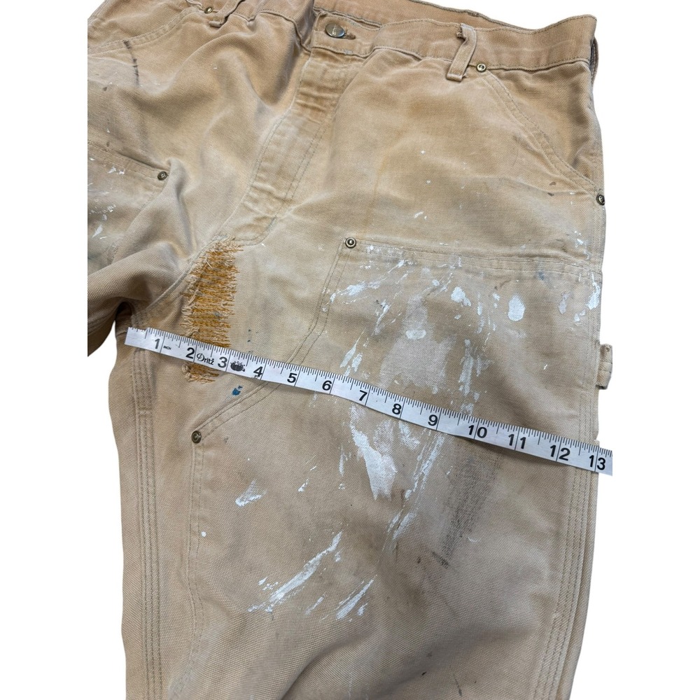 Carhartt Double Knee Work Pants Mens 36x34 Tan Fair Distressed Painter B01 USA - Picture 7 of 12